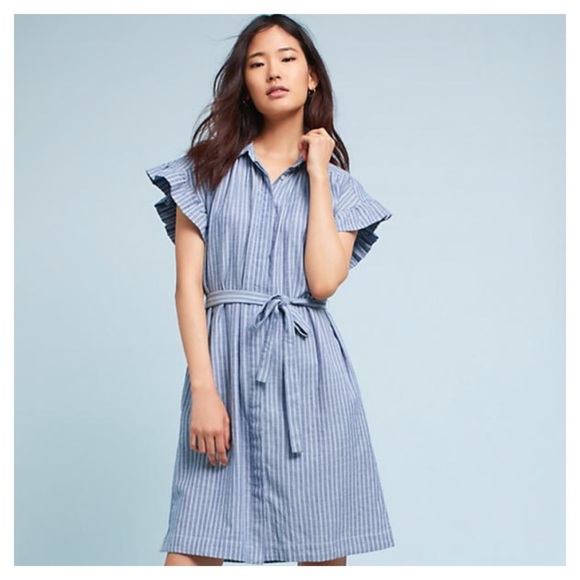 Anthropologie Dresses & Skirts - Anthro | Piper Flutter-Sleeve Shirtdress
